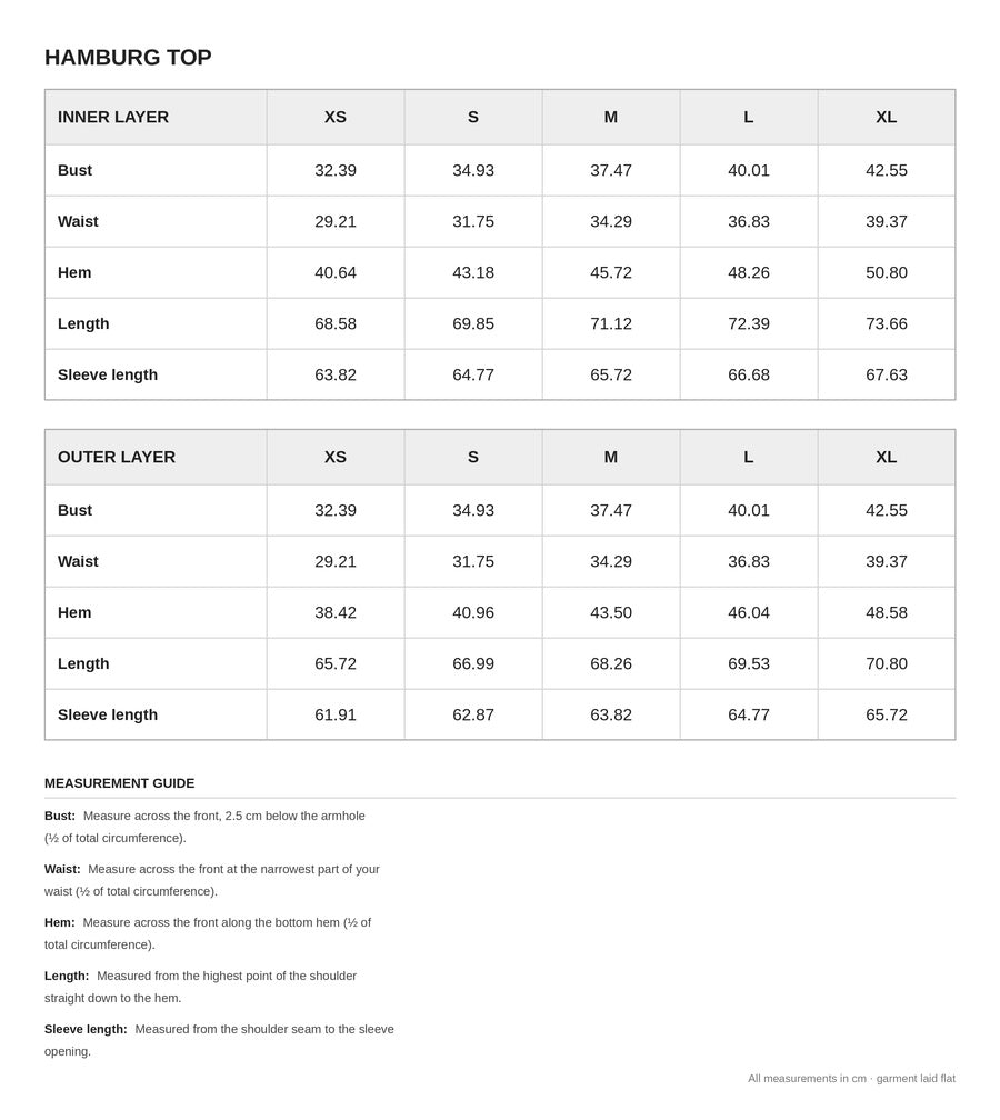 Size chart